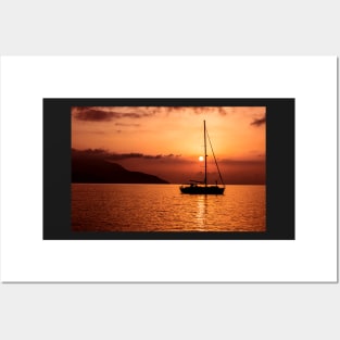 Beautiful Italian sunset on the sea of Isola D'Elba Posters and Art